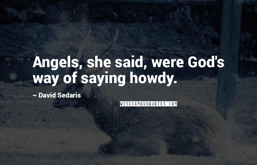 David Sedaris Quotes: Angels, she said, were God's way of saying howdy.