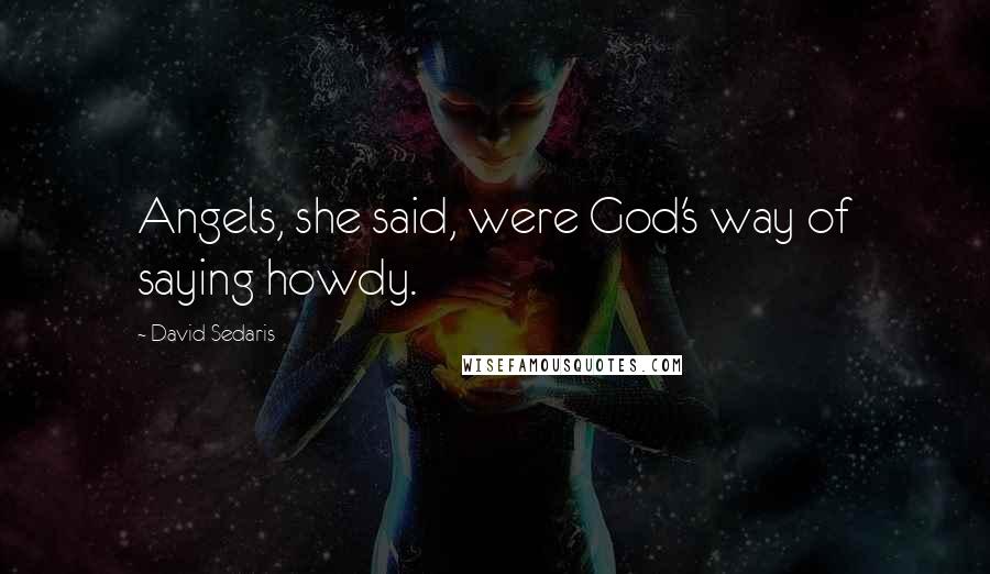 David Sedaris Quotes: Angels, she said, were God's way of saying howdy.
