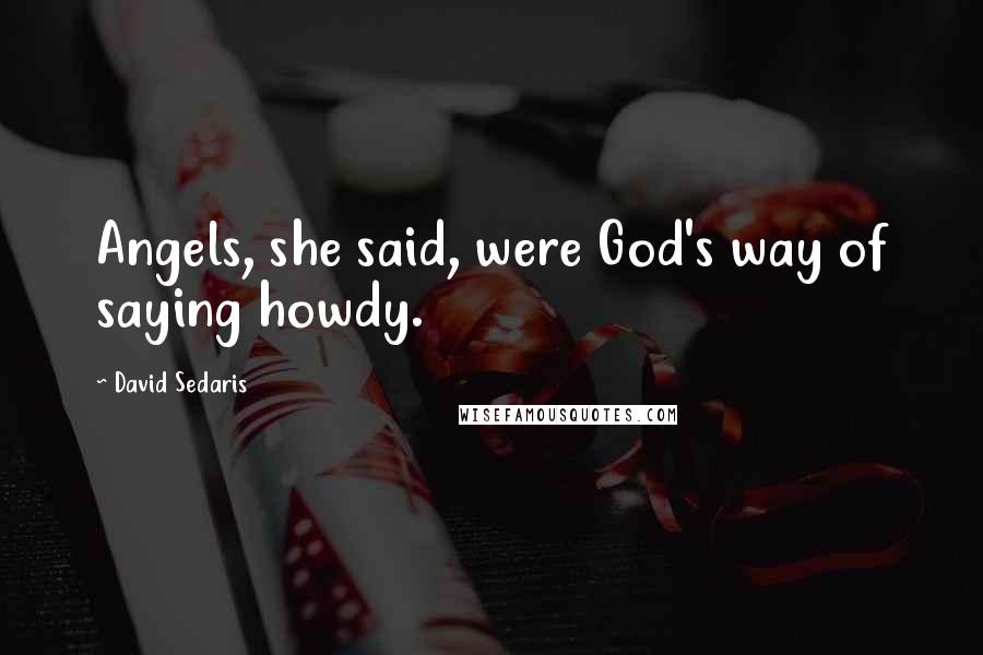 David Sedaris Quotes: Angels, she said, were God's way of saying howdy.