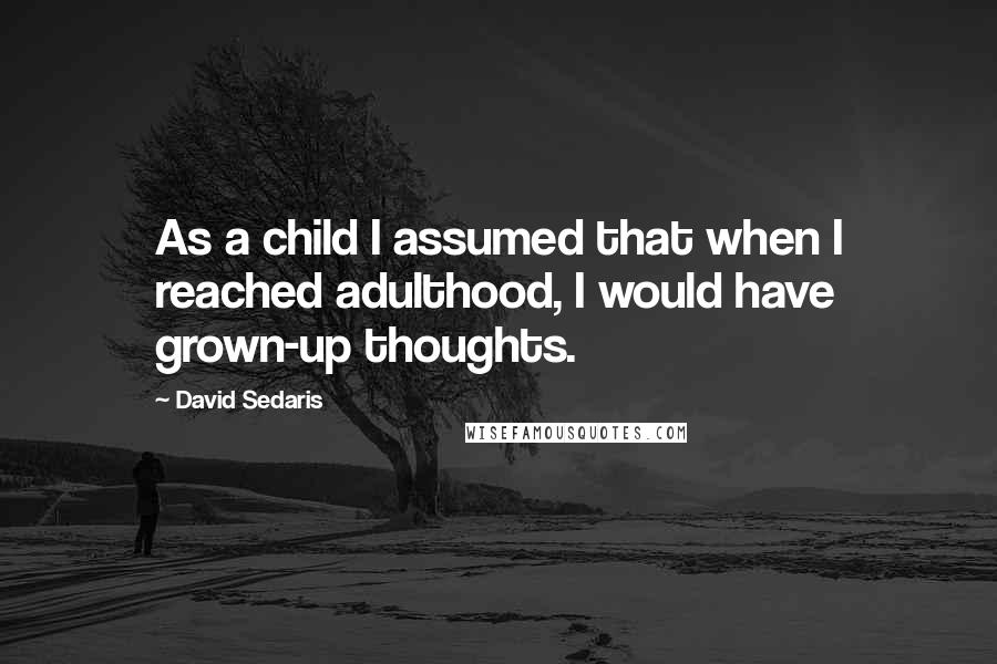 David Sedaris Quotes: As a child I assumed that when I reached adulthood, I would have grown-up thoughts.