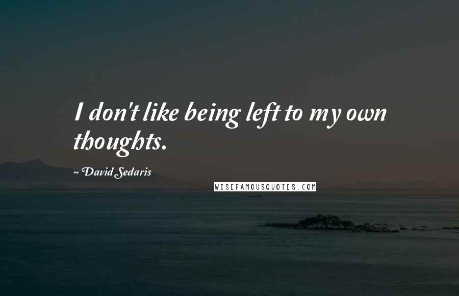 David Sedaris Quotes: I don't like being left to my own thoughts.