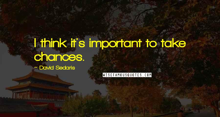 David Sedaris Quotes: I think it's important to take chances.