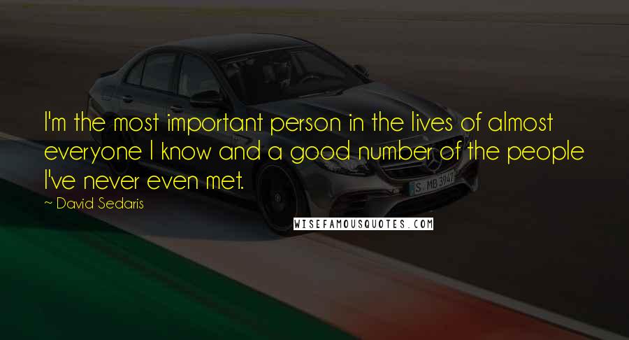 David Sedaris Quotes: I'm the most important person in the lives of almost everyone I know and a good number of the people I've never even met.