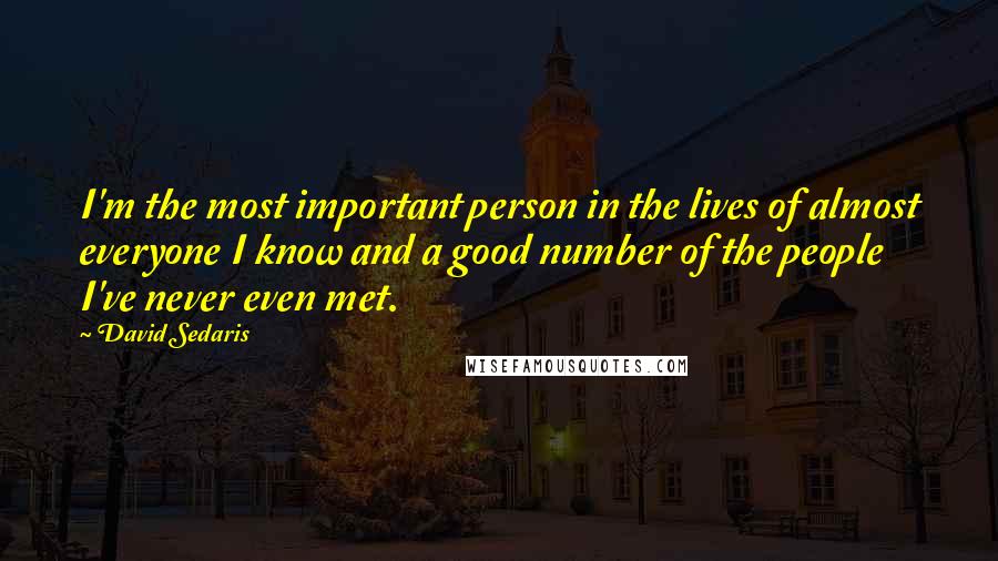 David Sedaris Quotes: I'm the most important person in the lives of almost everyone I know and a good number of the people I've never even met.