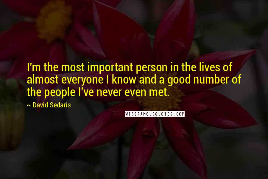 David Sedaris Quotes: I'm the most important person in the lives of almost everyone I know and a good number of the people I've never even met.