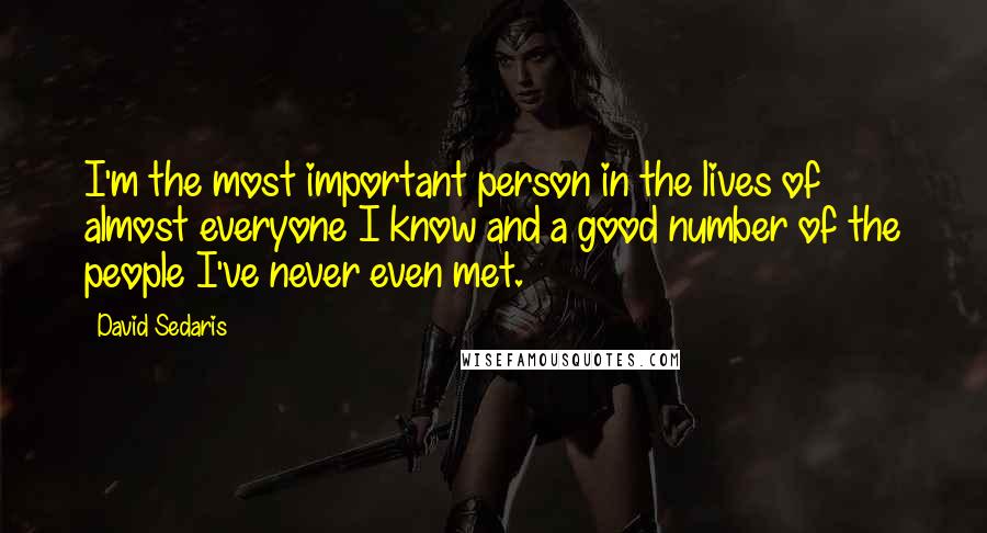 David Sedaris Quotes: I'm the most important person in the lives of almost everyone I know and a good number of the people I've never even met.