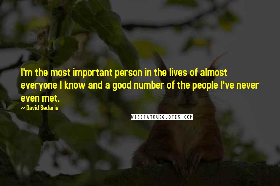 David Sedaris Quotes: I'm the most important person in the lives of almost everyone I know and a good number of the people I've never even met.