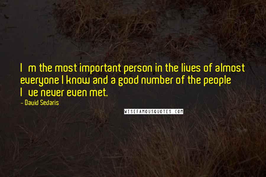 David Sedaris Quotes: I'm the most important person in the lives of almost everyone I know and a good number of the people I've never even met.