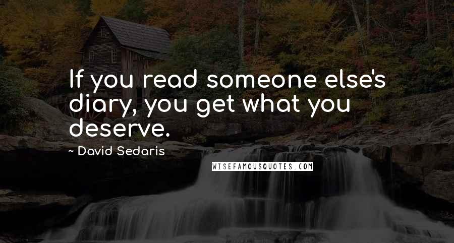 David Sedaris Quotes: If you read someone else's diary, you get what you deserve.