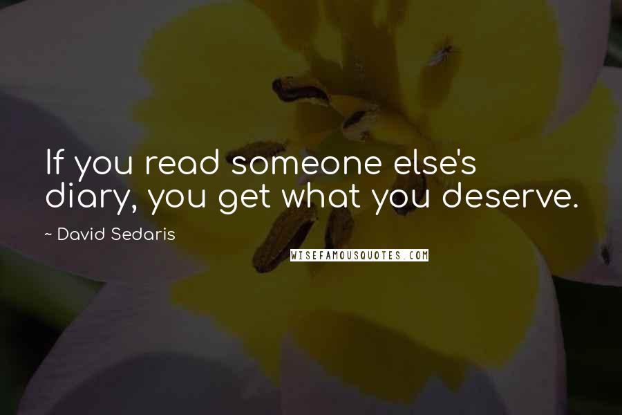 David Sedaris Quotes: If you read someone else's diary, you get what you deserve.