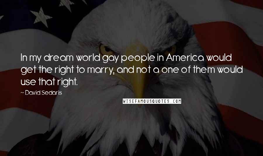 David Sedaris Quotes: In my dream world gay people in America would get the right to marry, and not a one of them would use that right.