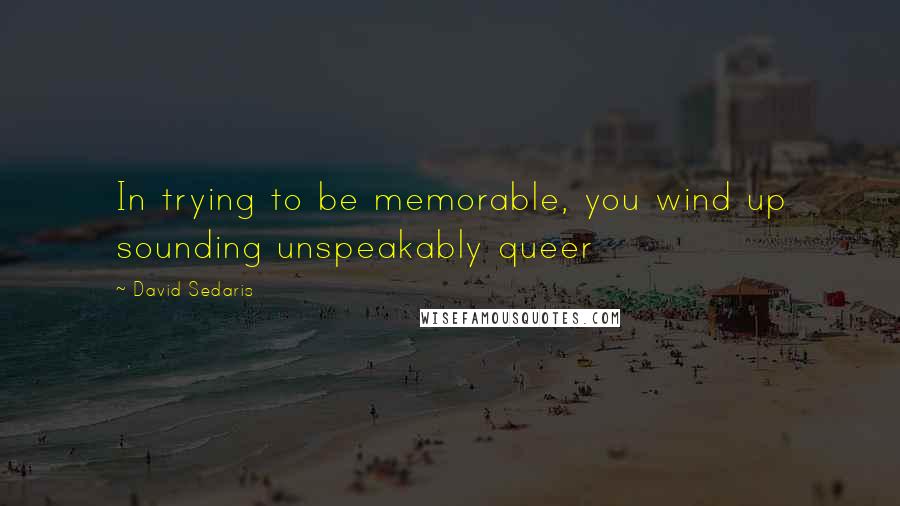 David Sedaris Quotes: In trying to be memorable, you wind up sounding unspeakably queer