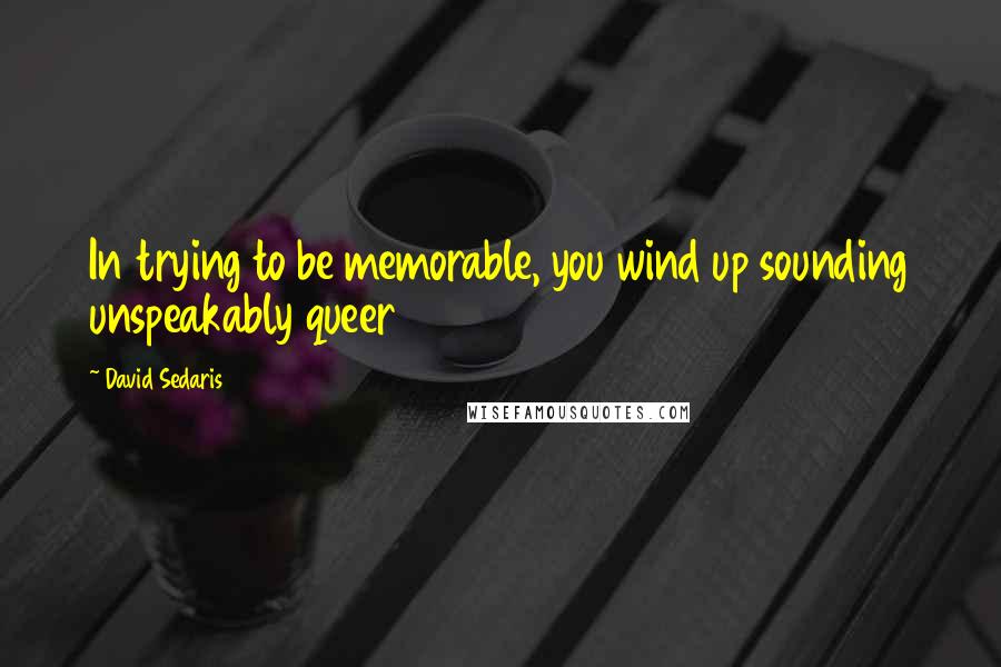 David Sedaris Quotes: In trying to be memorable, you wind up sounding unspeakably queer