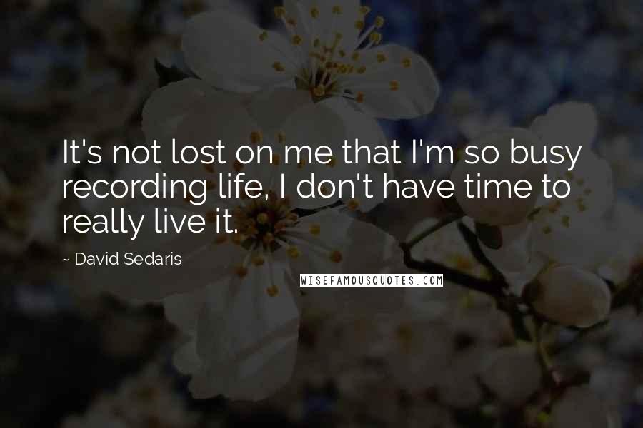 David Sedaris Quotes: It's not lost on me that I'm so busy recording life, I don't have time to really live it.