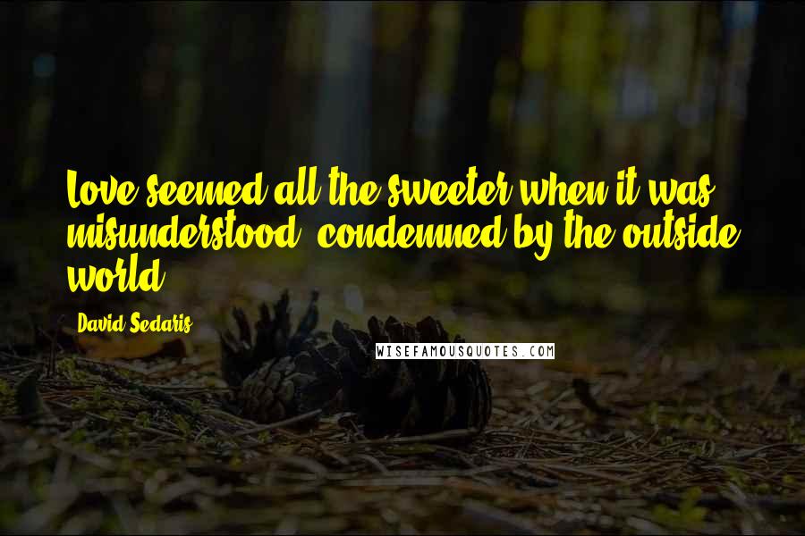 David Sedaris Quotes: Love seemed all the sweeter when it was misunderstood, condemned by the outside world.