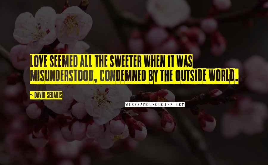 David Sedaris Quotes: Love seemed all the sweeter when it was misunderstood, condemned by the outside world.