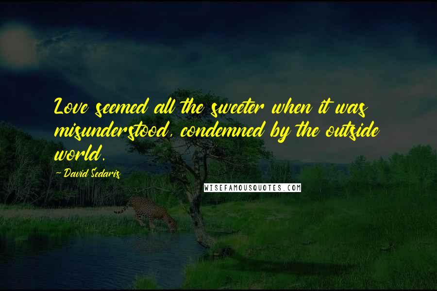 David Sedaris Quotes: Love seemed all the sweeter when it was misunderstood, condemned by the outside world.