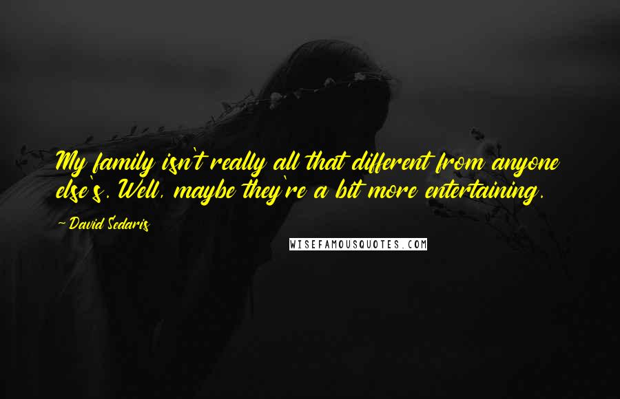 David Sedaris Quotes: My family isn't really all that different from anyone else's. Well, maybe they're a bit more entertaining.