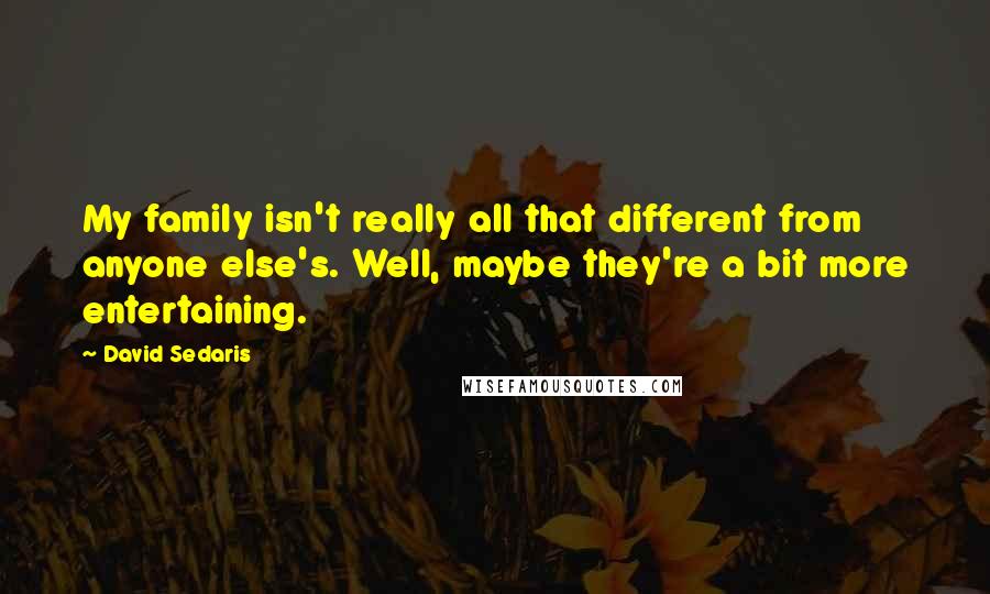 David Sedaris Quotes: My family isn't really all that different from anyone else's. Well, maybe they're a bit more entertaining.
