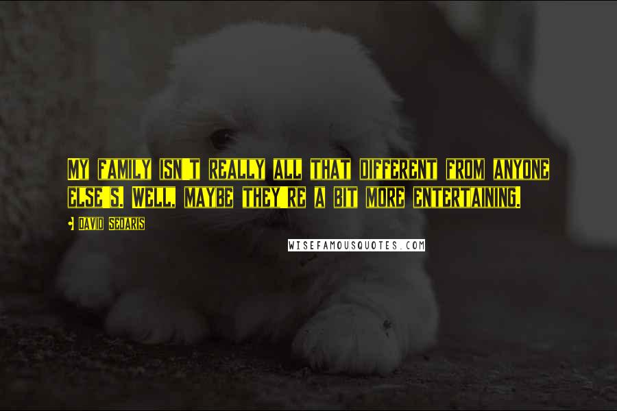 David Sedaris Quotes: My family isn't really all that different from anyone else's. Well, maybe they're a bit more entertaining.