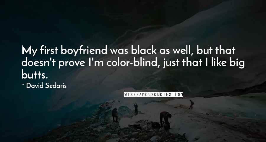 David Sedaris Quotes: My first boyfriend was black as well, but that doesn't prove I'm color-blind, just that I like big butts.