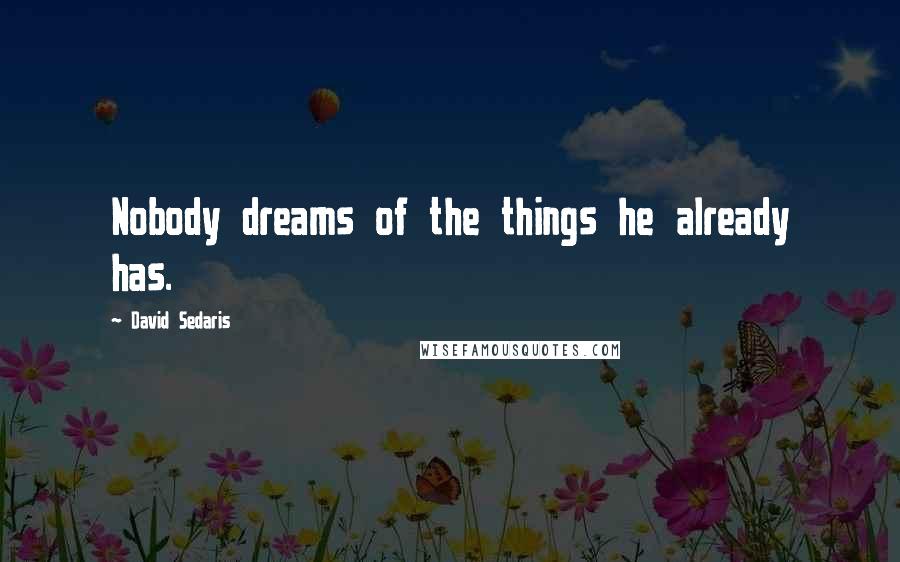 David Sedaris Quotes: Nobody dreams of the things he already has.