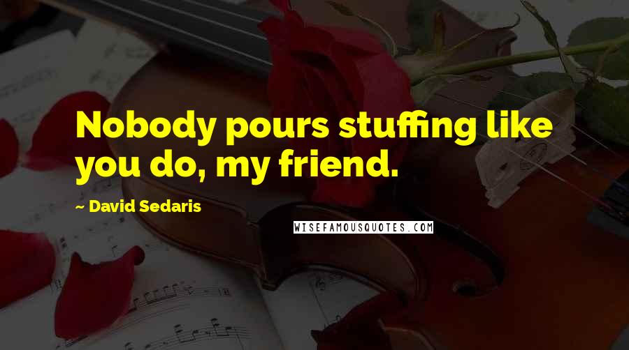 David Sedaris Quotes: Nobody pours stuffing like you do, my friend.