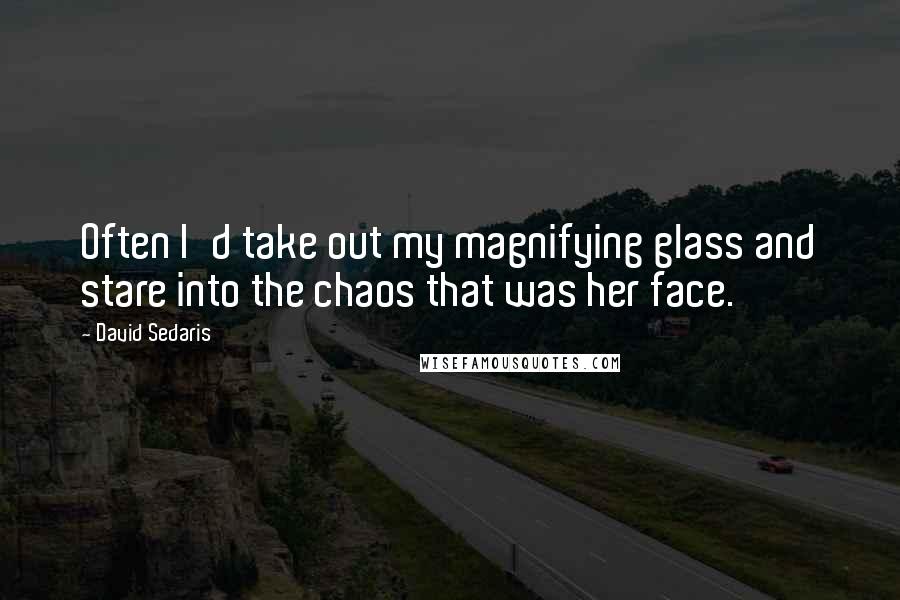 David Sedaris Quotes: Often I'd take out my magnifying glass and stare into the chaos that was her face.