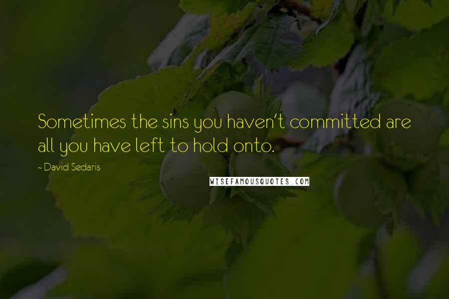 David Sedaris Quotes: Sometimes the sins you haven't committed are all you have left to hold onto.