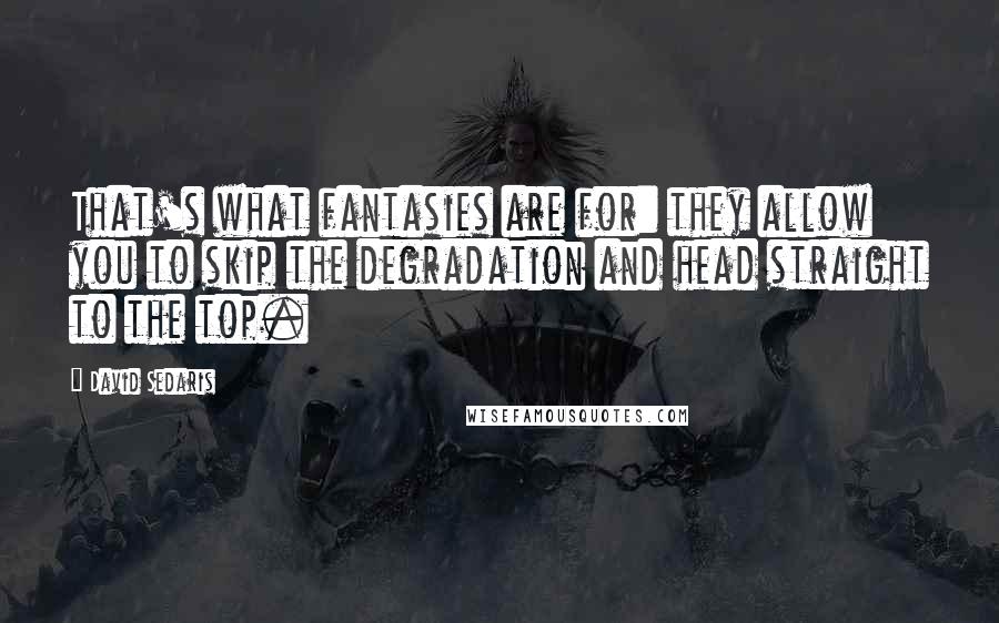 David Sedaris Quotes: That's what fantasies are for: they allow you to skip the degradation and head straight to the top.