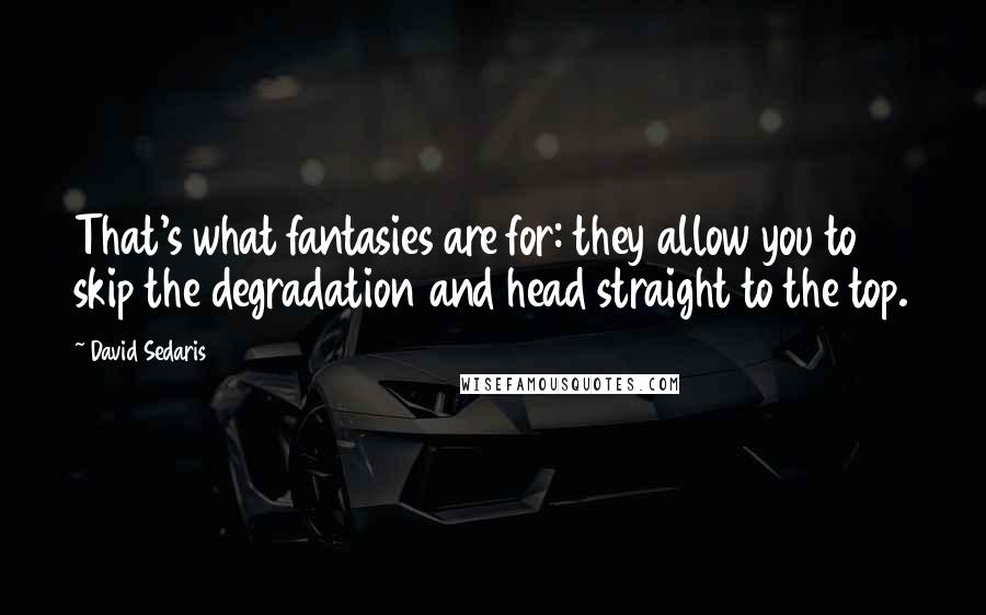 David Sedaris Quotes: That's what fantasies are for: they allow you to skip the degradation and head straight to the top.