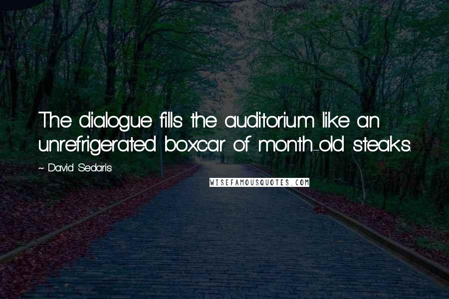 David Sedaris Quotes: The dialogue fills the auditorium like an unrefrigerated boxcar of month-old steaks.