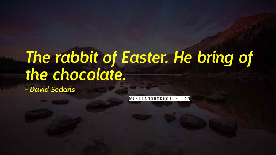 David Sedaris Quotes: The rabbit of Easter. He bring of the chocolate.