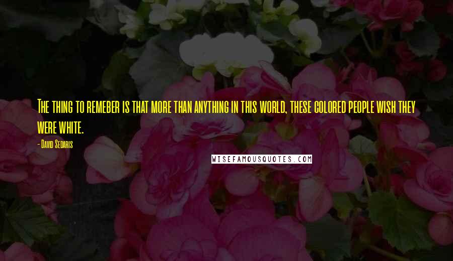 David Sedaris Quotes: The thing to remeber is that more than anything in this world, these colored people wish they were white.