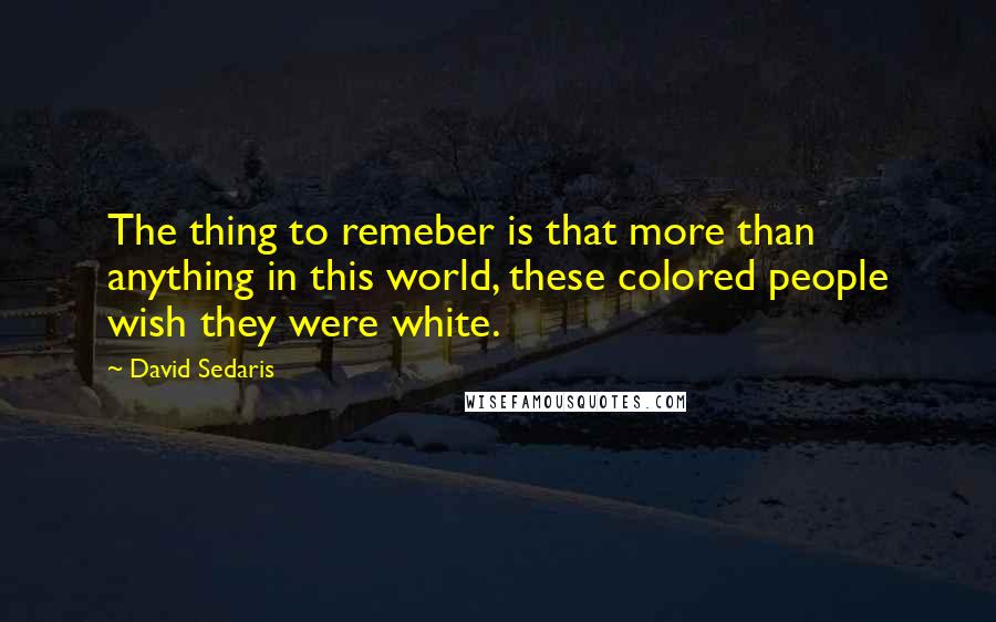 David Sedaris Quotes: The thing to remeber is that more than anything in this world, these colored people wish they were white.