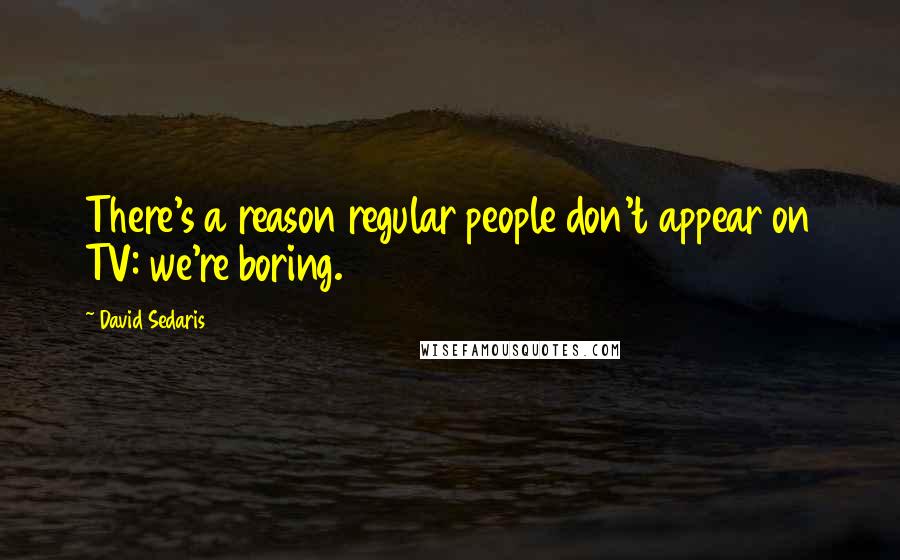 David Sedaris Quotes: There's a reason regular people don't appear on TV: we're boring.