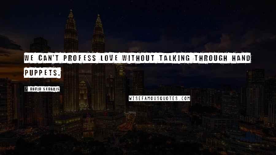 David Sedaris Quotes: We can't profess love without talking through hand puppets.