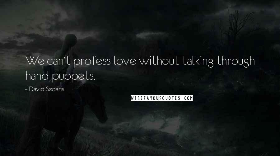 David Sedaris Quotes: We can't profess love without talking through hand puppets.