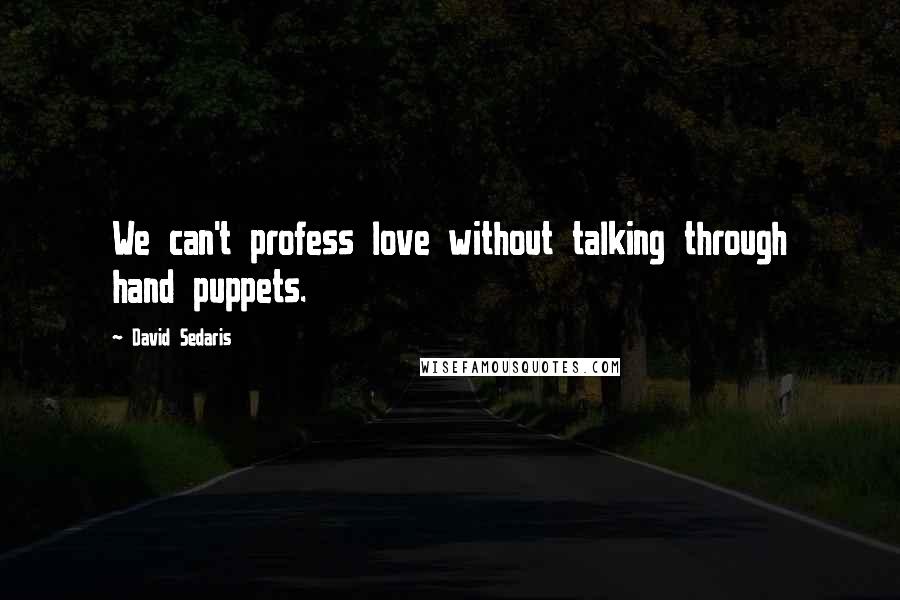 David Sedaris Quotes: We can't profess love without talking through hand puppets.