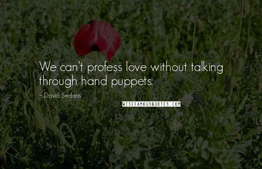 David Sedaris Quotes: We can't profess love without talking through hand puppets.