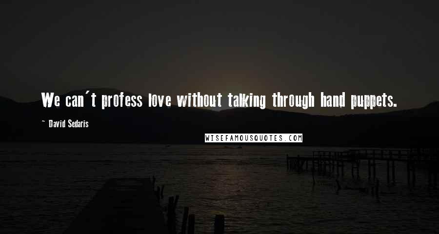 David Sedaris Quotes: We can't profess love without talking through hand puppets.