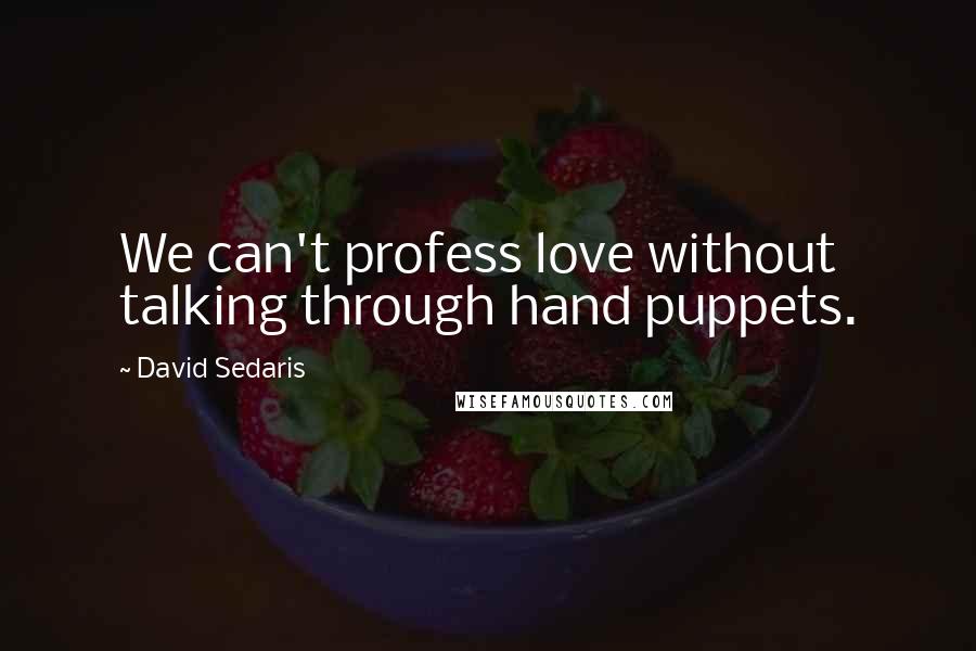 David Sedaris Quotes: We can't profess love without talking through hand puppets.