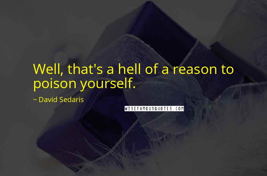 David Sedaris Quotes: Well, that's a hell of a reason to poison yourself.