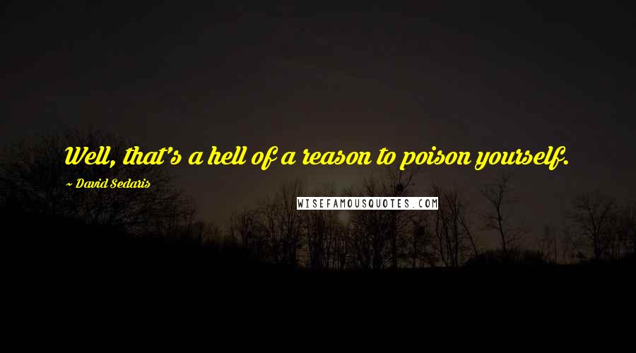 David Sedaris Quotes: Well, that's a hell of a reason to poison yourself.
