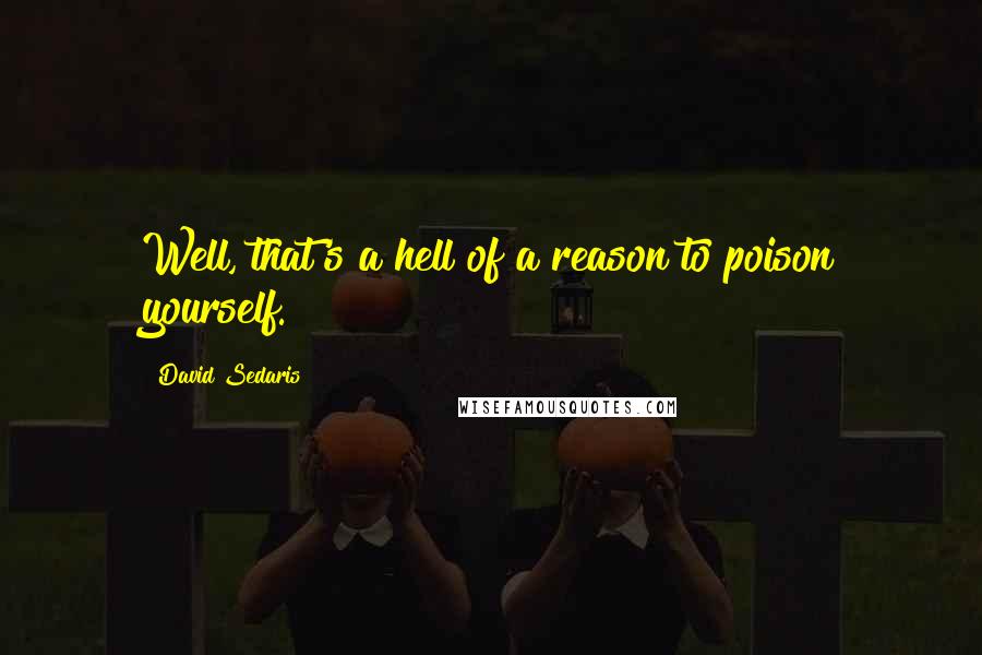 David Sedaris Quotes: Well, that's a hell of a reason to poison yourself.