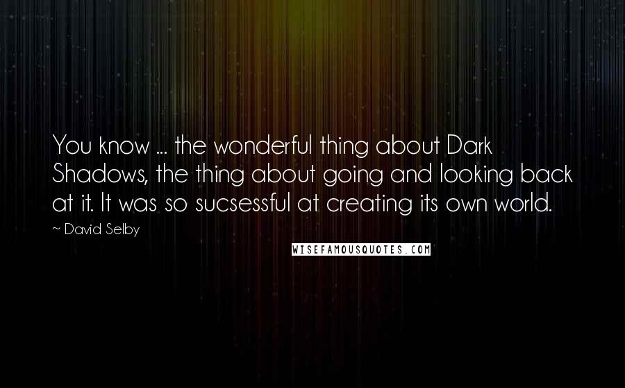 David Selby Quotes: You know ... the wonderful thing about Dark Shadows, the thing about going and looking back at it. It was so sucsessful at creating its own world.