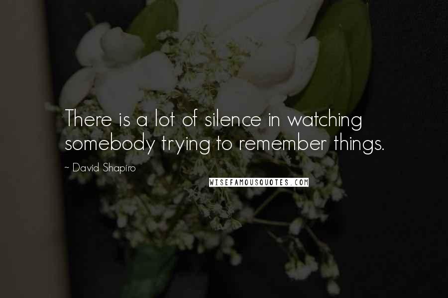 David Shapiro Quotes: There is a lot of silence in watching somebody trying to remember things.