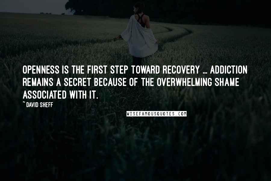 David Sheff Quotes: Openness is the first step toward recovery ... addiction remains a secret because of the overwhelming shame associated with it.