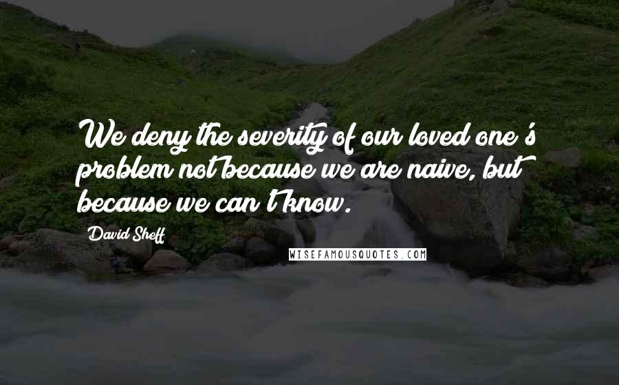 David Sheff Quotes: We deny the severity of our loved one's problem not because we are naive, but because we can't know.