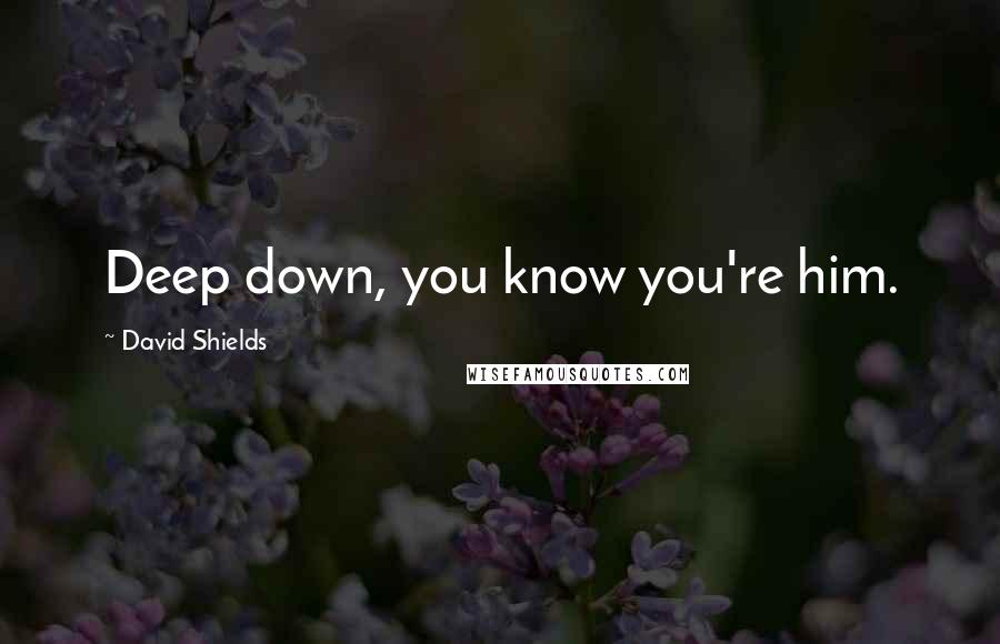 David Shields Quotes: Deep down, you know you're him.